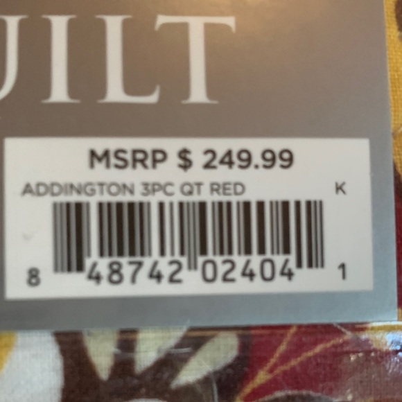 Addington Cotton Reversible Quilt 3PC Set - Red and Brown king size - Picture 4 of 5